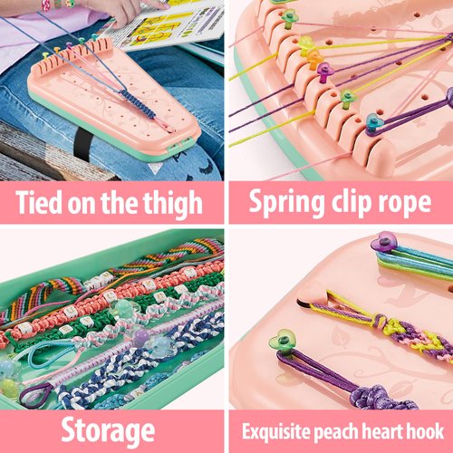 Chilpals Friendship Bracelet Making Kit for Girls,Arts and Crafts for Kids Ages 8-12,Birthday Gifts Ideas for Girl 7 8 9 10 11 Year Old - 2 in 1 Bracelets String Maker Toys Set (Pink)