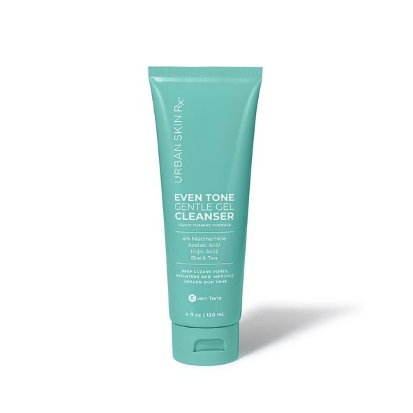 Urban Skin Rx, Even Tone Gentle Gel Cleanser | Improves the Look of Uneven Tone, Removes Makeup & Deep Cleans, Foaming Daily Cleanser with Kojic Acid, Azelaic Acid, Niacinamide, & Black Tea | 4 Fl Oz