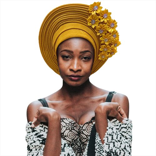 Nigerian Gele Fashion Headties For Women Head,African Head Wrap Beaded Lace Already Made Auto African Headtie For Party (Yellow)