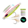 OCEAN CAT 1 PC Lead Metal Flat Slow Fall Pitch Fishing Jigs Lures Sinking Vertical Jigging Painted Spoons Bait with Butterfly Hook for Saltwater Fishing (Pink&Yellow, 80g)