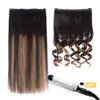 5 Pieces 12" Remy Clip in Hair Extensions Human Hair - Natural Black to Chestnut Brown Highlight Black Ombre Silky Straight Short Thick Real Hair Extensions for Women (12 inches, (1BT6) P1B, 60grams)