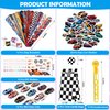 Vanblue 110Pcs Race Car Party Favors Race Car Birthday Party Decorations Straw Bubble Slap Bracelet DIY Sticker Toy Gift Boy Kid Treat Candy Bags Stuffers Themed birthday Supplies Classroom Reward