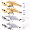 YONGZHI Fishing Lures Metal VIB Hard Spinner Blade Baits with Feathers Treble Hooks for Bass Walleyes Trout Fishing Spoons (Silver and Gold)