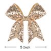 Glitter Cheer Bow Clip - 5 Inch Sequin Hair Bow with Tails for Girls Teen Softball Cheerleader Outfit Uniform -Gold
