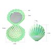 Maji Mama Foldable Travel Hair Brushes with Mirror Shell Shape Portable Folding Pocket Hair Brush Mini Hair Comb Compact Size Hair Massage Comb (Green)