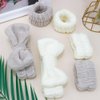 AOPRIE SPA Headbands for Washing Face Makeup Headbands with Bow Hair Band Women Facial Head Band Wrist Towel Wraps For Shower Face Mask White Gray, 6 Pack