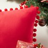 Top Finel Red Decorative Pillow Covers 20x20 Set of 2 for Couch Throw Pillow Covers with Pom Poms, Soft Square Velvet Sofa Pillow Cases for Bedroom Living Room Home Decor