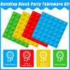 96 Pcs Building Block Party Supplies, Building Bricks Party Plates and Napkins Set Boys Girls Building Block Themed Party Dinnerware for Kids Baby Shower Birthday Party Decorations, Serves 24