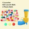 GADGATRON Funny Interactive Cat Toy Ball Launcher Gun with 100 Pcs Cat Pompom Ball & 3 Ping-Pong Pinballs Kitten Toys Launcher Cat Plush Silent Ball Gun Interactive Toy Cat Toys