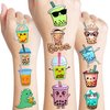 108 PCS Funny Bubble Boba Milk Tea Temporary Tattoos Sticker Boba Tea Theme Birthday Party Decorations Supplies Decor Favors Gifts Boys Girls Adults Cute Tattoo School Reward Prizes Christmas Carnival