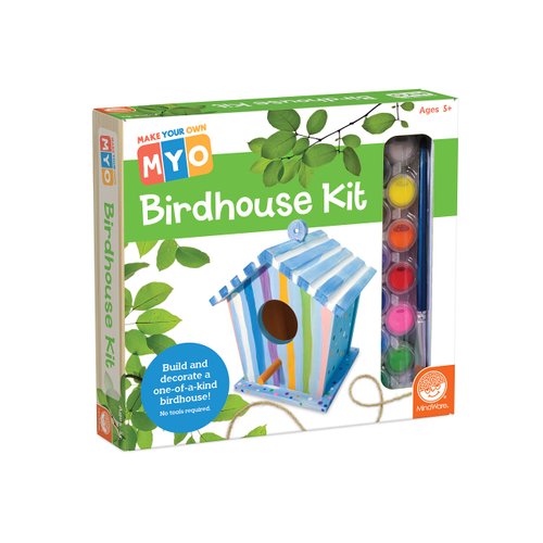MindWare Make Your Own Birdhouse Kit - Wood Art Kit for Kids - Includes Pre-Cut Wood Pieces and Art Supplies to Assemble and Paint Your Own Bird House - Ages 5 and Up