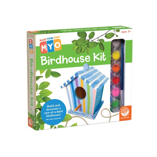 MindWare Make Your Own Birdhouse Kit - Wood Art Kit for Kids - Includes Pre-Cut Wood Pieces and Art Supplies to Assemble and Paint Your Own Bird House - Ages 5 and Up