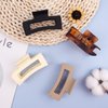 MAORULU 4pcs 3.5" Rectangle Hair Clips for Women Girls, Hair Clip Square Hair Jaw Clips, Hair Clamps Strong Hold for Thin & Thick Hair (White, Black, Khaki, Tortoise)
