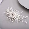 Chargances Silver Flower Pearl Hair Comb for Wedding Brides Bridesmaid Crystal Beaded Hair Comb Accessories Rhinestone Head Pieces for Women Girls Porm (Silver)
