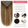 Loxxy Seamless Extensions Clip in Human Hair 20inch 110G 7Pcs Chocolate Brown to Caramel Blonde With Brown Roots Thick Blonde Natural Remy Real Hair Extensions Clip in Human Hair Invisible Tape Weft