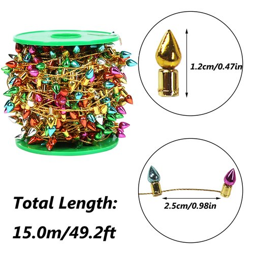 Orgrimmar Fake Light String Christmas Decoration Doll House Miniature Furniture Accessories String Lights (15m/591inch)