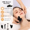Black Obsidian Gua Sha Facial Tools Set of 4- Natural Jade Gua Sha Face Sculpting Tools Face Roller&Gua Sha Tool for Face, Double Chin Jawline Fascia Cellulite Remover& Point Treatment Christmas Gifts