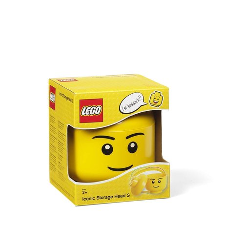 Room Copenhagen LEGO Storage Head (MINI) - BOY - Polypropylene Storage Box with Lid for Kids' Toy Storage Stackable Organizer and Fun Storage Solution