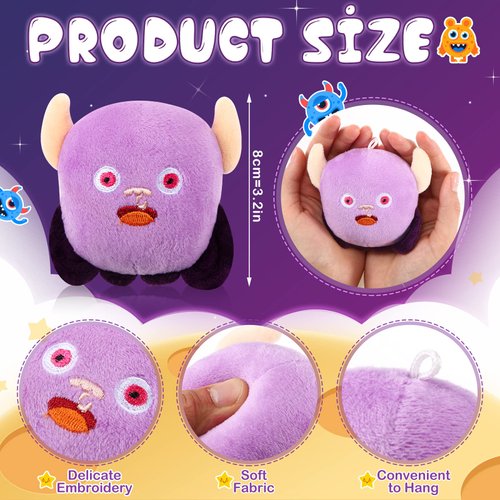 Aoriher 15 Pcs Halloween Stuffed Toys Mini Stuffed Animals Toys Halloween Plush Toys 3.2 Inch Small Devil Plush Keychain Party Favors for Halloween Birthday Party Favors Goodie Bag Fillers, 5 Styles