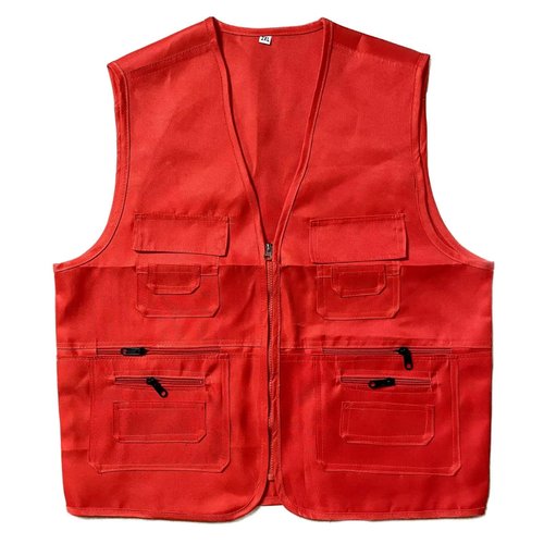 Rizanee Men's Hunting Vest Reddish Orange Safety Vests with Multiple Pockets (Tag L/US S)