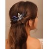 YERTTER Wedding Bridal Hair Comb decorative Rhinestone Bride Crystal Leaf Beads Comb Crystal Silver Handmade Updo Comb Clip Head Pieces for Women Flower Girls (Blue)