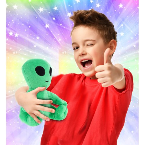 DolliBu Green Alien Plush Toy - Super Soft Space Stuffed Animal Creature, Cute Alien Toy for Kids and Adults, Alien Plush Stuffed Animals for Cuddling, Alien Doll Gift for Girls and Boys - 6 Inches