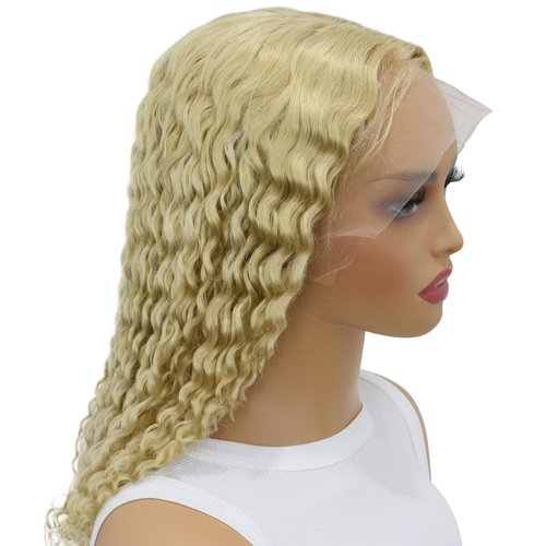 Jessica Hair Blonde Curly 13x4 Lace Front Wig Human Hair Short Bob Wigs Human Hair Pre Plucked with Baby Hair 150% Density Brazilian Human Hair Wigs for Women 12 Inch