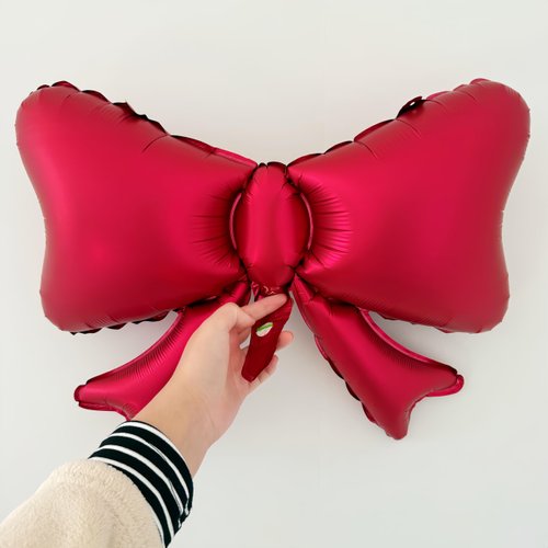 5Pcs Red Bow Balloon for Christmas and New Year Decorations/Red Bow-Knot Foil Balloon for Birthday Party Baby Shower Bridal Gender Reveal Girl Party/Balloons Cannot Float Using Helium
