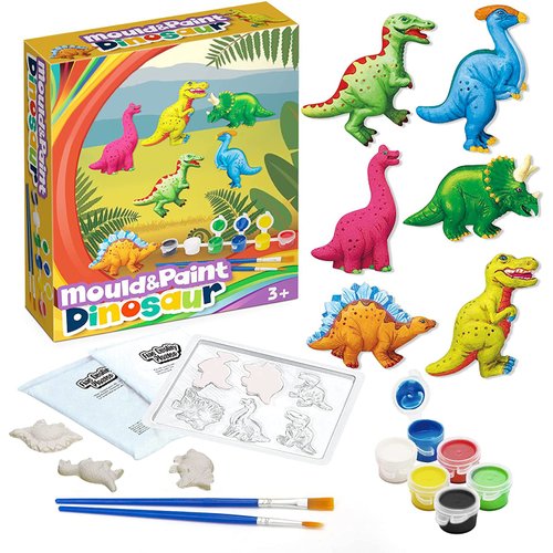 AVIASWIN Dinosaur Painting Kit for Kids, Arts and Crafts for Kids Ages 6-8, 8-12, 6 Dino Figurines Playset, Gifts for Boys and Girls, Blue, Red, Green, White, Black, Yellow
