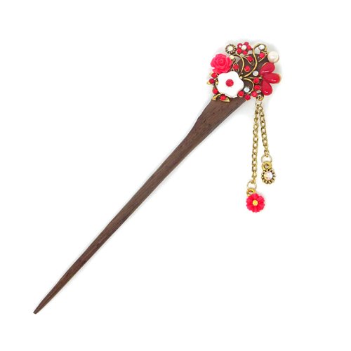 Honbay Fashion Retro Hair Stick Chinese Style Wooden Hair Stick Rhinestone Tassel Hair Stick Hair Chopsticks Hair Forks Hairpins Hair Pins Chignon Pins Long Hair Decorations Hair Styling Pins for Buns