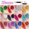 Teenitor 12 Colors Body Glitter, Face Glitter Festival Makeup Body Glitter Gel, Face and Body Glitter for Women, Hair Glitter Gel, Rave Makeup Glitter for Face, Body, Hair