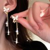 Sttiafay Vintage Crystal Butterfly Earrings Long Rhinestone Dangle Earrings Gold Chain Tassel Earrings Cz Butterfly Stud Earrings Jewelry for Women