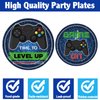 96 PCS Video Game Party Supplies Tableware Set Gaming Birthday Party Decorations Game On Party Plates Napkins Forks for Kids Adults Serves 24 Guests