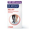 JOBST Relief Thigh High Graduated Compression Stockings 30-40mmHg - Comfortable Unisex Design with Silicone Dot Band - Open Toe, Beige, Small