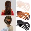 FASOTY French Concord Hair Clip Flat Hair Clips for Women Girls, Curved Claw Clips for Thick Hair Barrettes Styling Sectioning Hair Accessories, 3PCS
