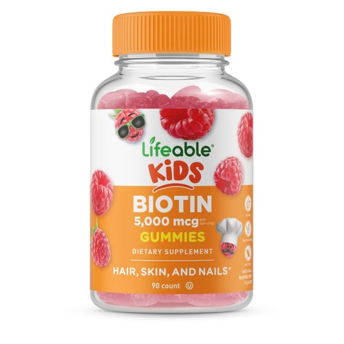 Lifeable Kids Biotin Gummies | 5,000mcg | Great Tasting Natural Flavor Biotin Supplement | Vegan Non GMO Hair Gummies | for Hair Skin and Nails | 90 Gummies