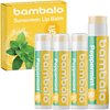 Bambalo 4-Pack Peppermint SPF 15 Lip Balm - Organic Ingredients, Broad Spectrum UVA/UVB Protection - Hydrating & Moisturizing, USA Made