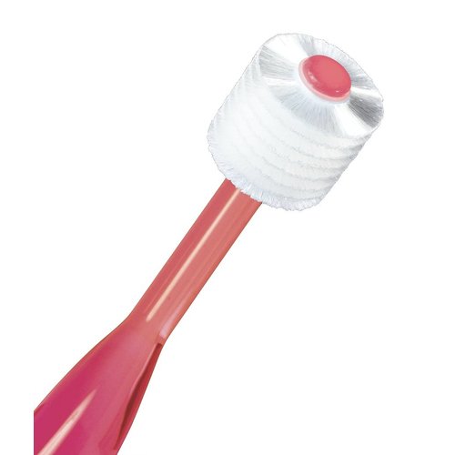 Brilliant Soft Bristle Toothbrush for Adults - Round Brush Head Micro-Fine, Rounded-Tip 360 Degree All Around Bristles, Sensitive Tooth Brush, Oral Hygiene Products, Red, 6 Count