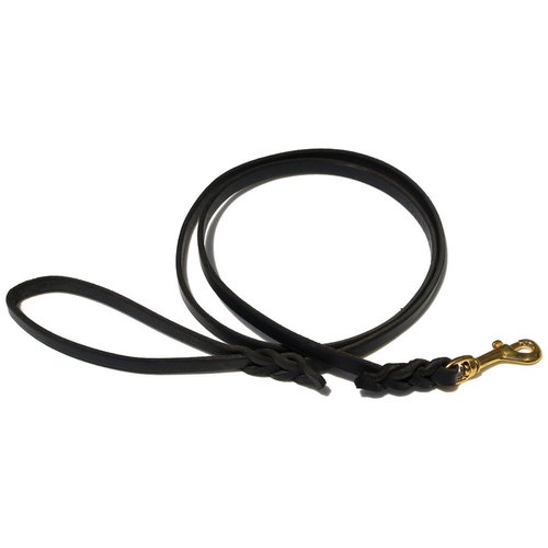 Ray Allen Mfg Signature K9 Braided Leather Leash, 5-Feet x 1/2-Inch, Black