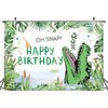 Hilioens 7×5ft Crocodile Birthday Backdrop Cartoon Crocodile Kids Boys Birthday Party Decorations Green Leaf Oh Snap Background Banner Supplies