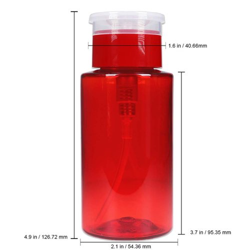 PANA Beauticom 7oz Red Push-Down Dispenser Bottle - 1 Bottle - Empty Refillable Pump Bottle for Nail Polish Remover