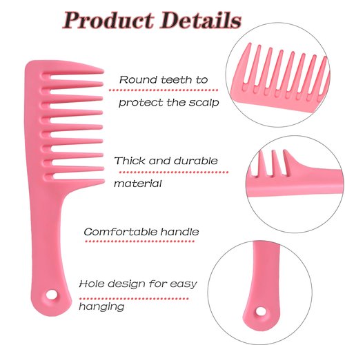 Mini Hair Combs,2 Pack Small Wide Tooth Comb Detangling Comb Hair Comb Brush for Women Portable Travel Shower Comb for Curly Long Wet Dry Hair - Best Styling Comb for Reducing Hair Loss (Pink)