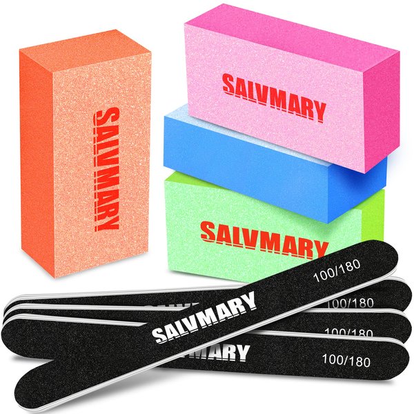 Nail Files and Buffers, Professional Manicure Tools Kit, 100/180 Grit Double Sided Emery Boards for Nails, 80/100 Grit Nail Buffer Blocks Supplies for Home Salon 8Pcs