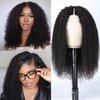 UNICE V Part Kinky Curly Wigs Human Hair Glueless No Leave Out Upgrade U part Wigs Afro Kinky Curly V Shape Human Hair Wig with Clips No Sew in 150% Density Natural Black Color 14 inch