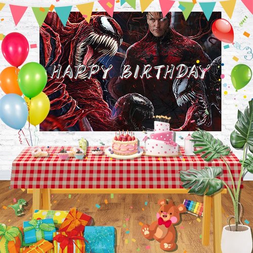 Super Hero Backdrop for Birthday Party Decorations Venom Background for Baby Shower Party Cake Table Decorations Supplies Superhero Theme Banner 5x3ft