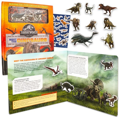 Jurassic World Magnetic Creations Toy - Bundle with Jurassic World Activity Set, Jurassic Park Stickers, and more | Jurassic World Playset for Kids