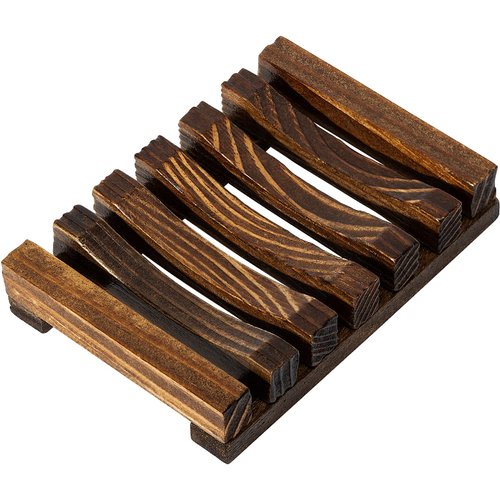 Urbanstrive Natural Wooden Soap Dish Soap Saver Holder Soap Tray for Bathroom, Biodegradable, Zero Waste, Plastic Free, Charcoal Color