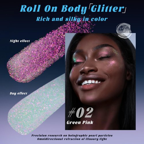 HOSAILY Roll-on Body Glitter Gel, Holographic Face Glitter Mermaid Body Shimmer, Chunky Sequins Hair Glitter Gel for Festival Party Rave Accessories Body Glitter Makeup (04# Dazzle)