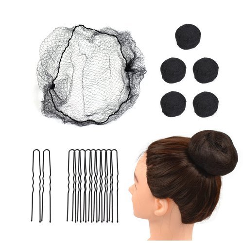 50 Pcs Hair Nets Set Invisible Mesh Hair Nets Ballet Hair Net Ballet Bun Maker with 40 U Shaped Pins for Women Ballet Dancer Dance Maker Food Service Workers (Black)