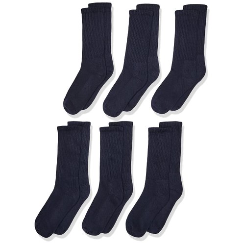 Jefferies Socks Little Boy's Seamless Half Cushion Sport Crew Socks 6 Pair Pack, Navy, Medium